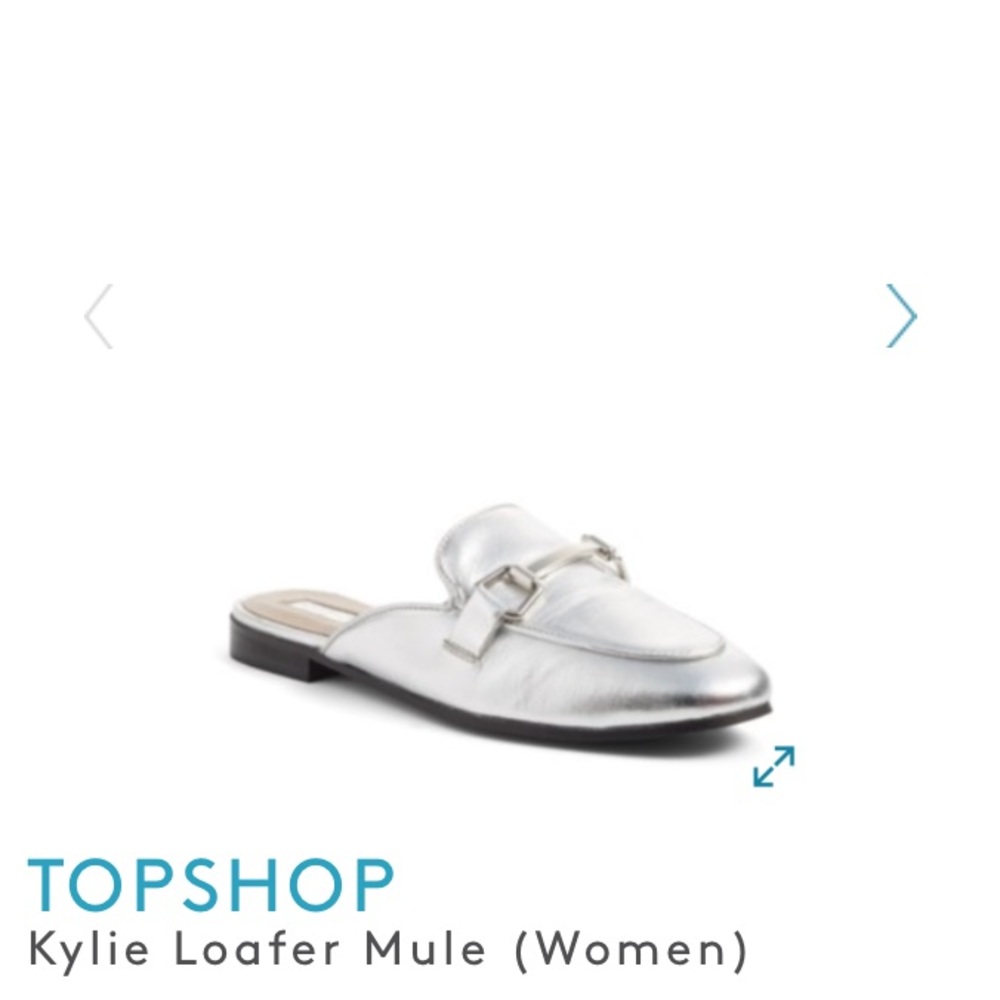 NWT Topshop Silver Kylie Loafer Mule 37